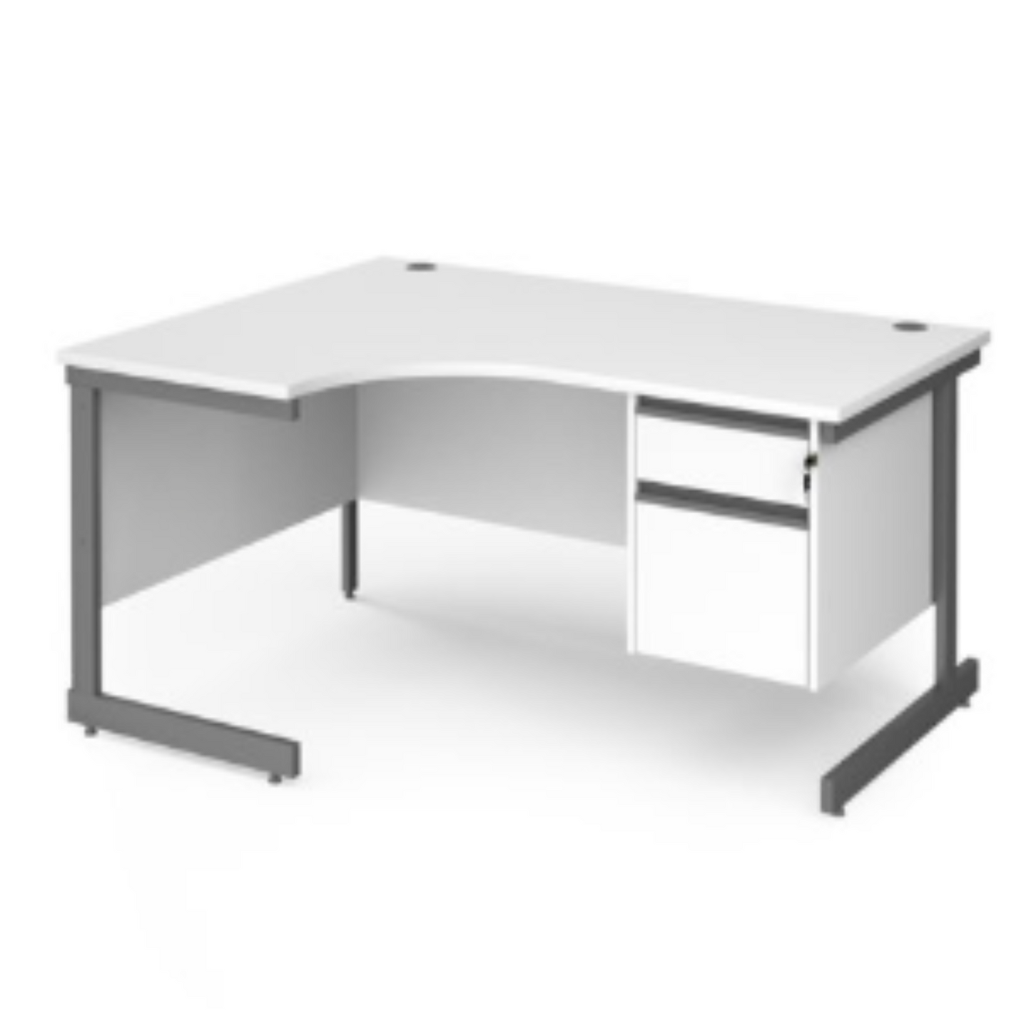 Left hand radial desk 1412 with fixed pedestal (1400mm x 1200mm)