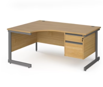 Left hand radial desk 1412 with fixed pedestal (1400mm x 1200mm)