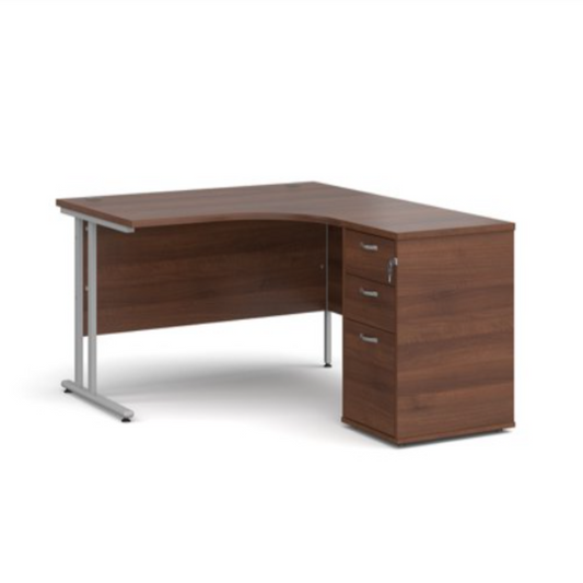 Right hand radial desk 1612 with desk high pedestal