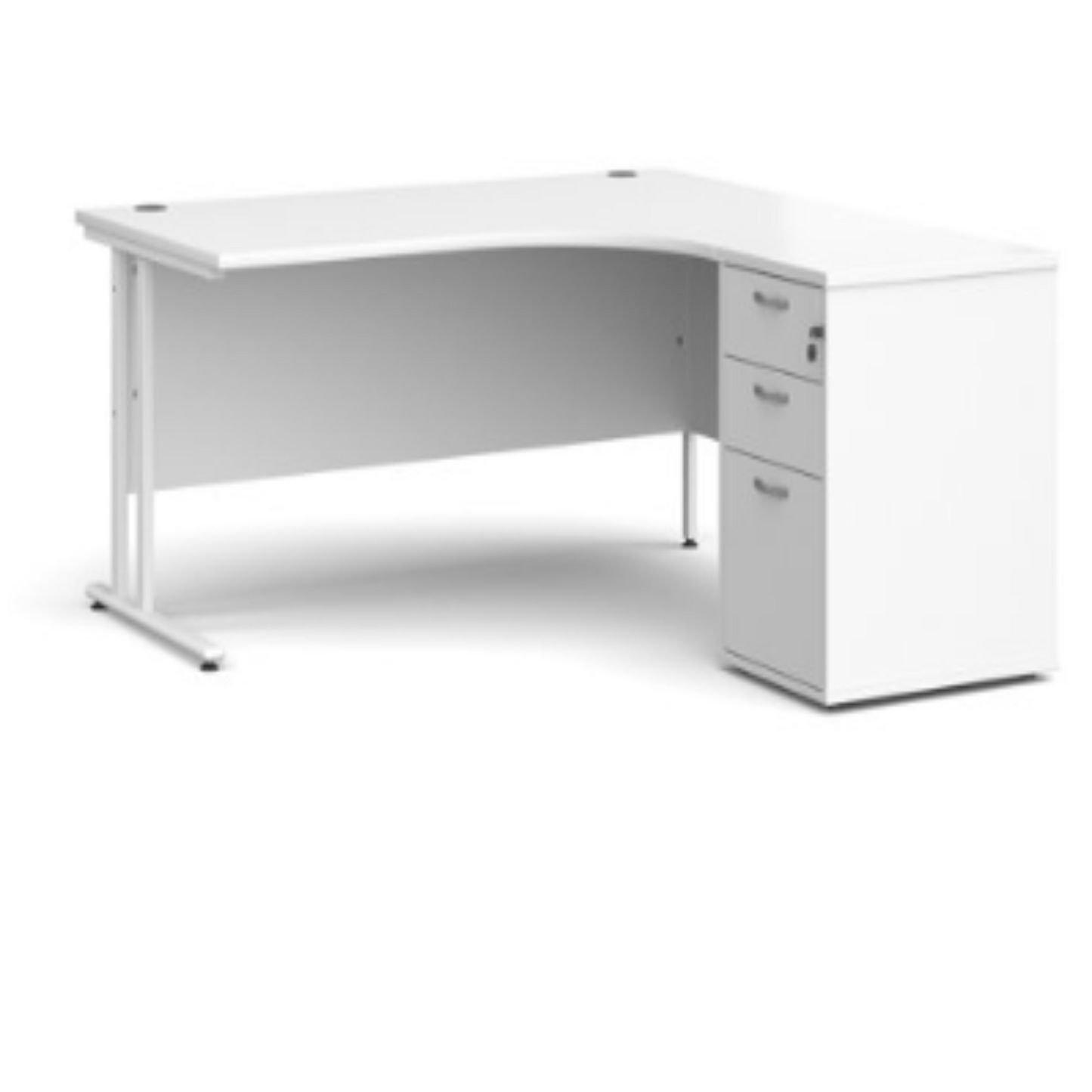 Right hand radial desk 1412 with desk high pedestal   (1400mm x 1600mm)