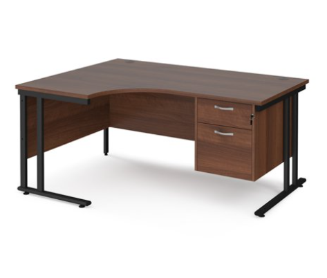 Left hand radial desk 1412 with fixed pedestal (1400mm x 1200mm)