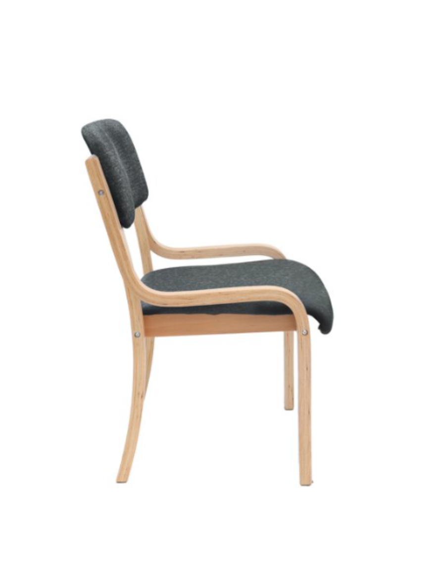 Prague wooden conference chair with no arms  - charcoal or blue