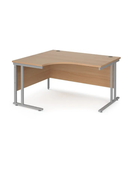 BRAND NEW LEFT HAND ergonomic desk 1600*1200mm wide silver cantilever leg frame beech top 201224