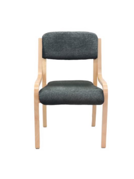 Prague wooden conference chair with no arms  - charcoal or blue