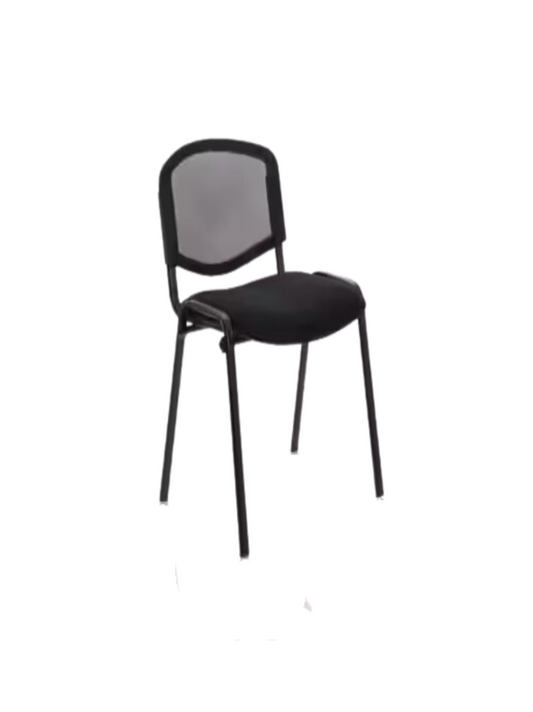 Stackable Taurus mesh back black fabric seat office chair black frame