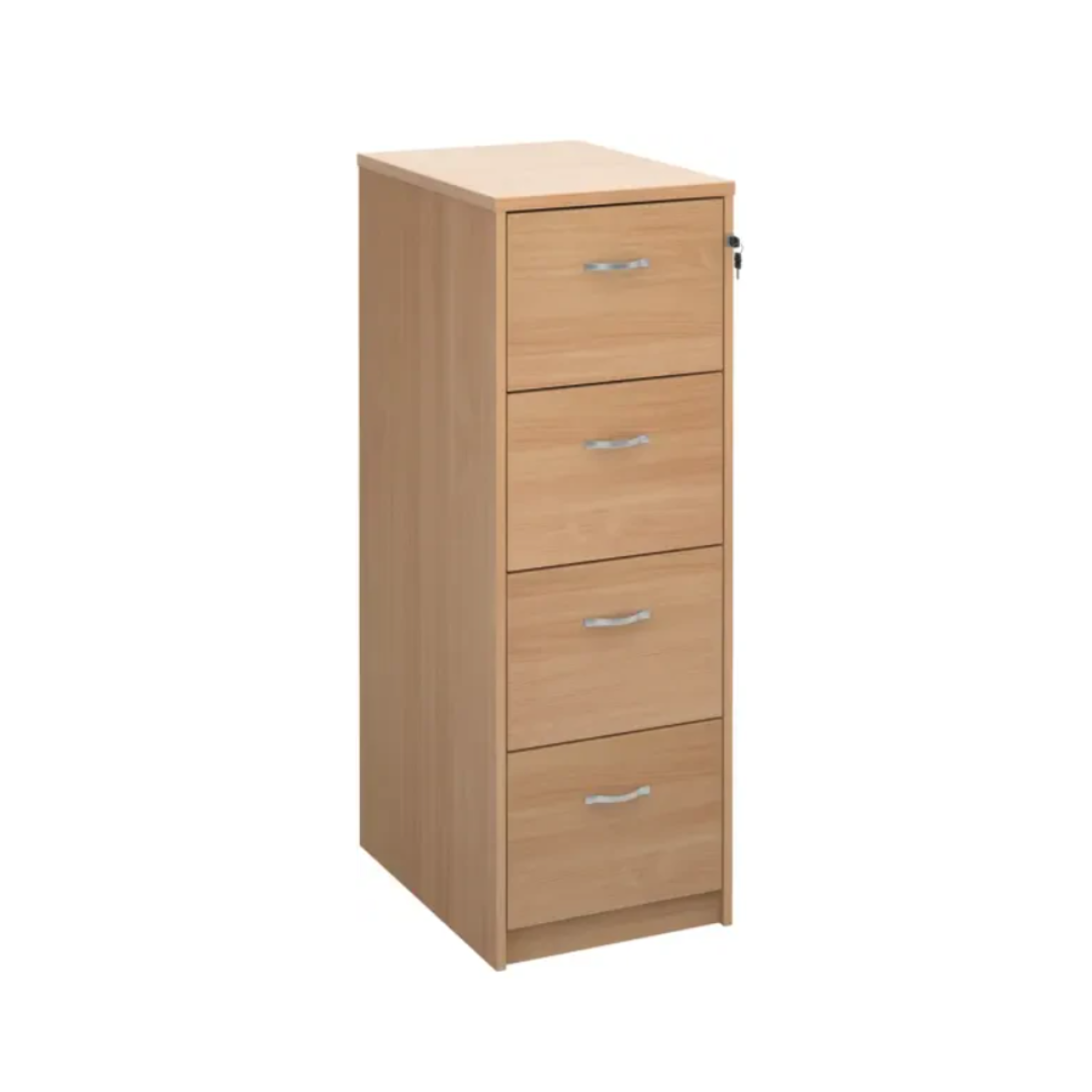 Wooden 4 drawer filing cabinet with silver handles 1360mm high  (1360H x 480W x 650D)