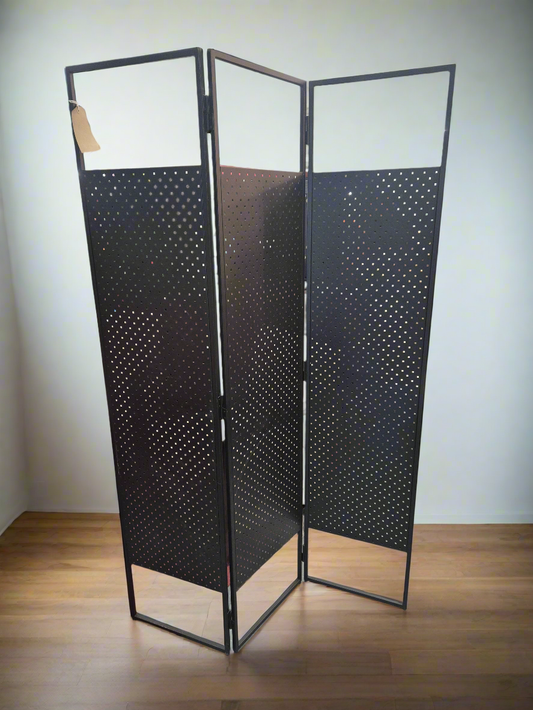 Folding room screen divider - black metal 2224