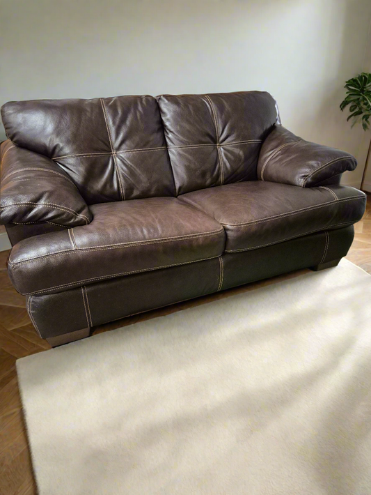 2 seater roll back soft brown leather sofa  2125