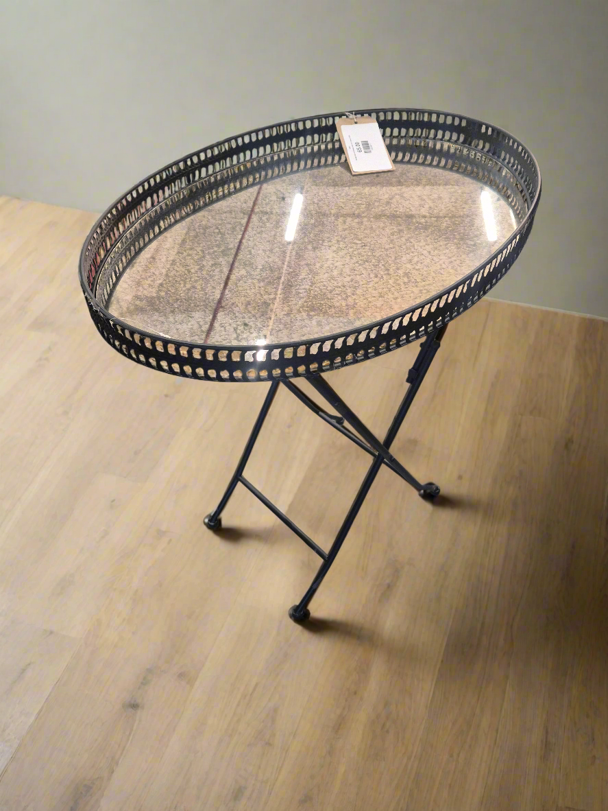 Ornate tall oval drinks tray on a stand  4224