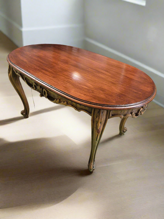 Oval low mahogany coffee table  1125