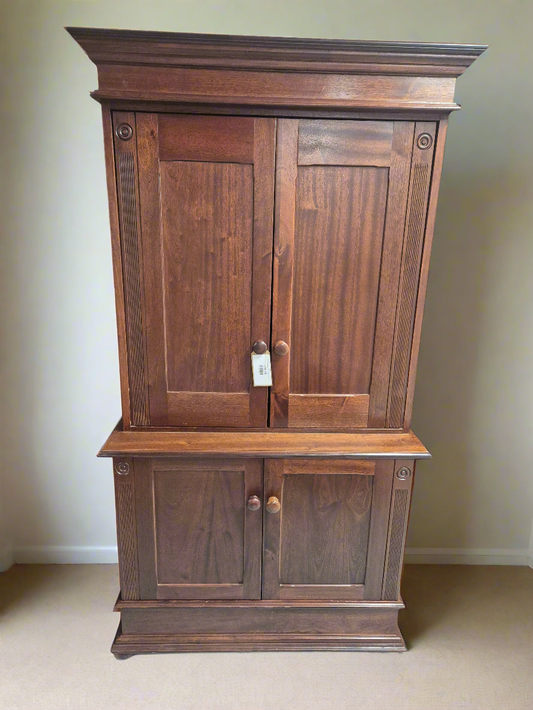 Tall solid mahogany sliding 4 door TV unit  1125