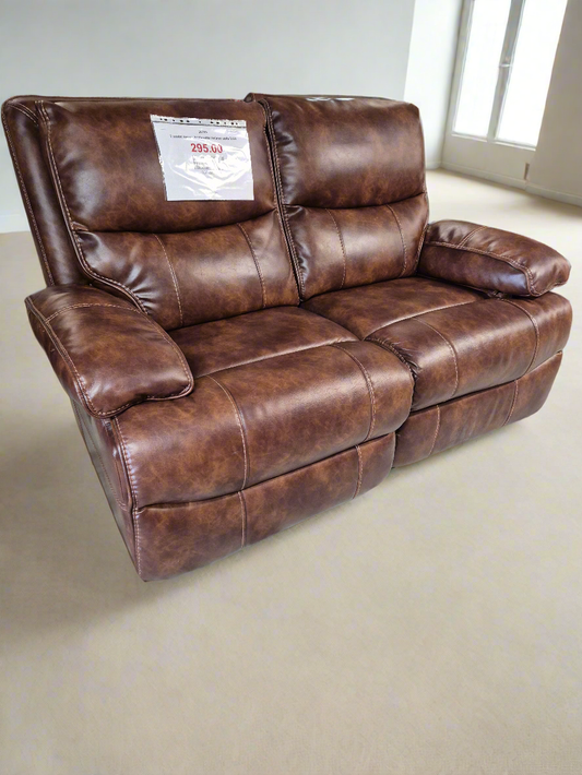 2 seater brown leatherette recliner sofa 3125