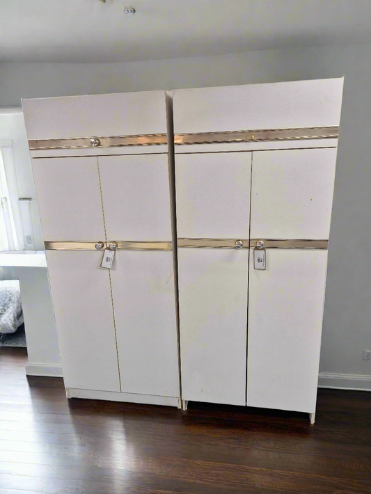 Tall 2 door white laminate wardrobe with overhead storage 1125