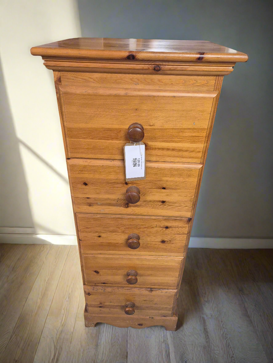 Tall solid pine 6 drawer tall boy  4224