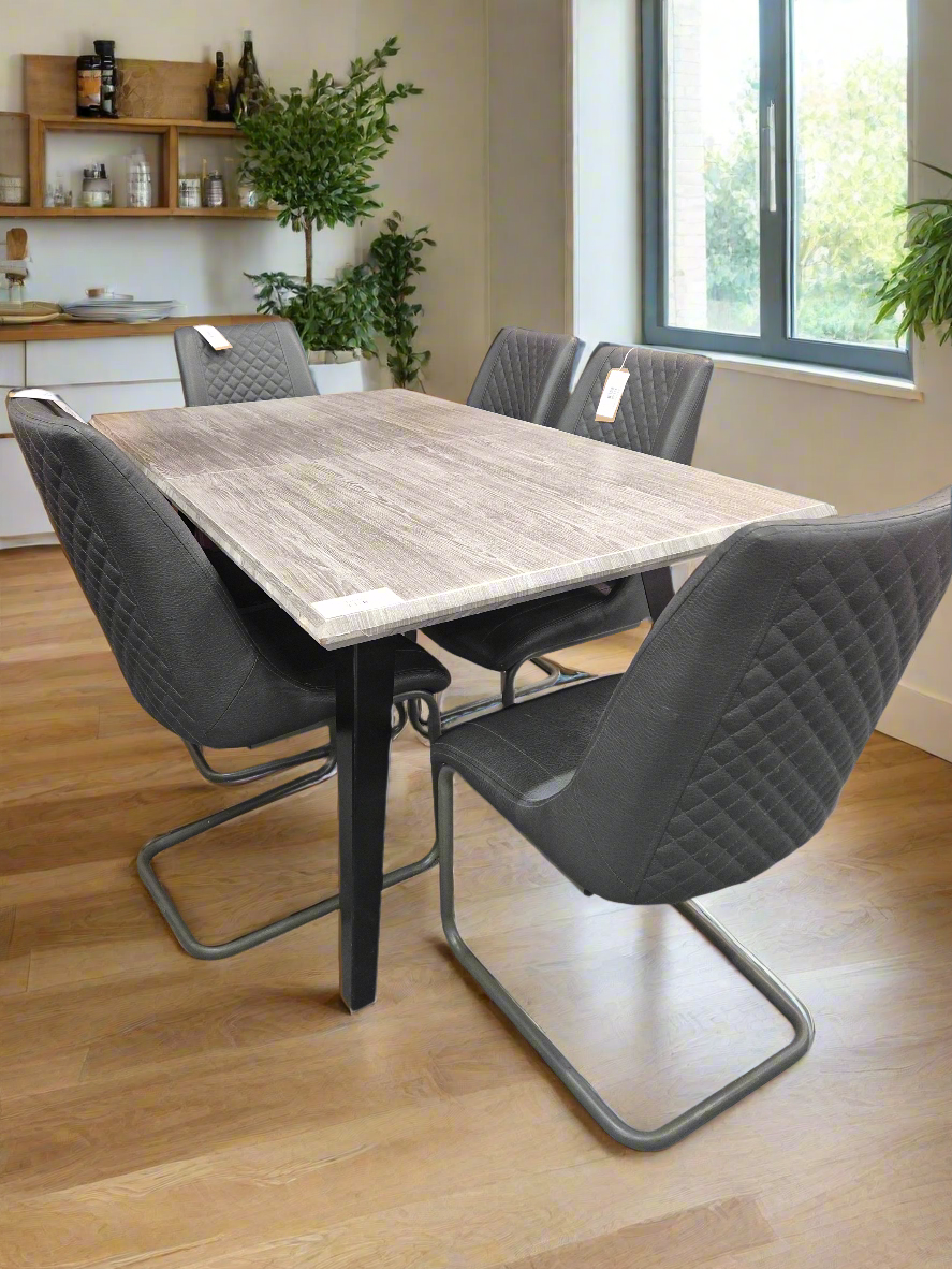 Grey Laminate extendable table with 6 matching leatherette chairs 4224