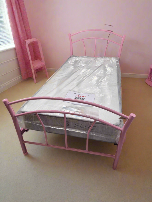 3ft high end pink metal framed bed  4124