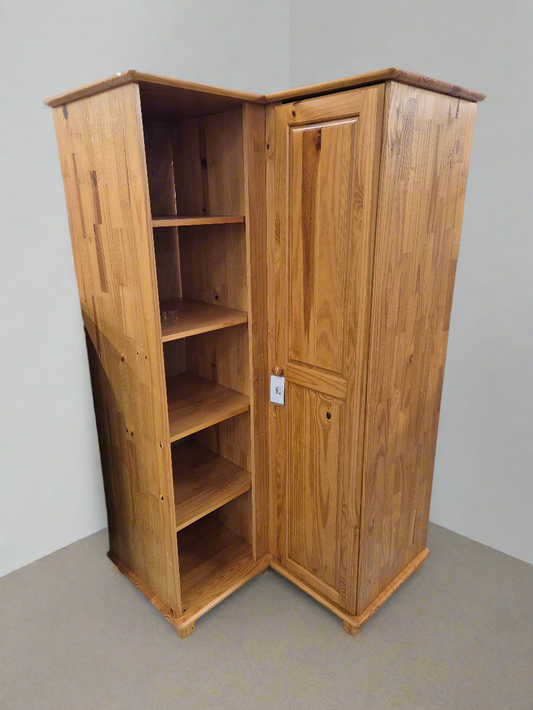 Tall solid pine corner wardrobe 2125