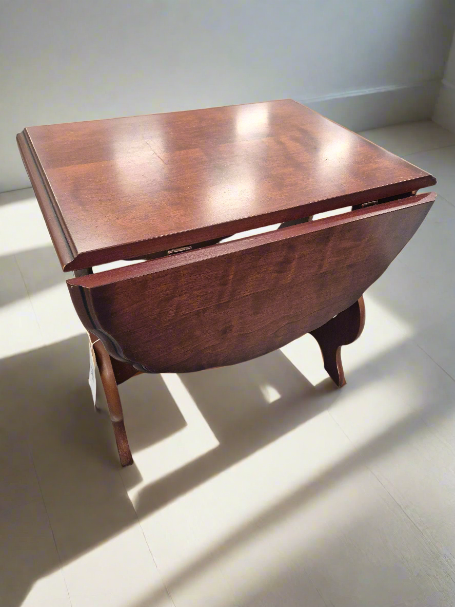 Mahogany square drop leaf small occasional table 1125