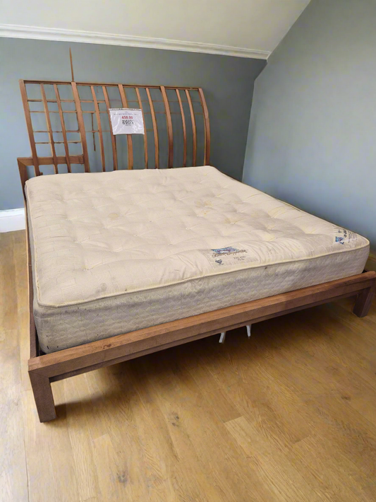 6ft solid walnut high back sleigh bed frame 4224