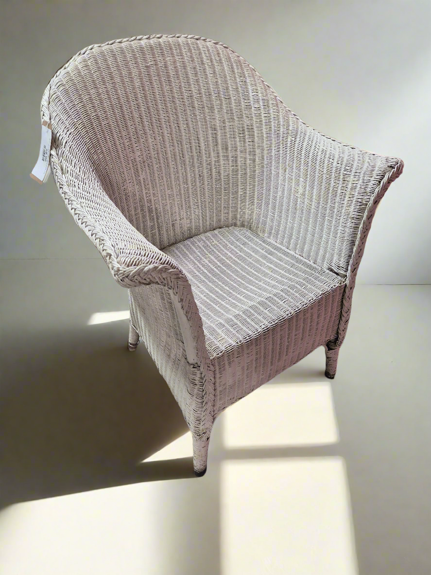 Lloyd loom style wicker chair white painted  1125