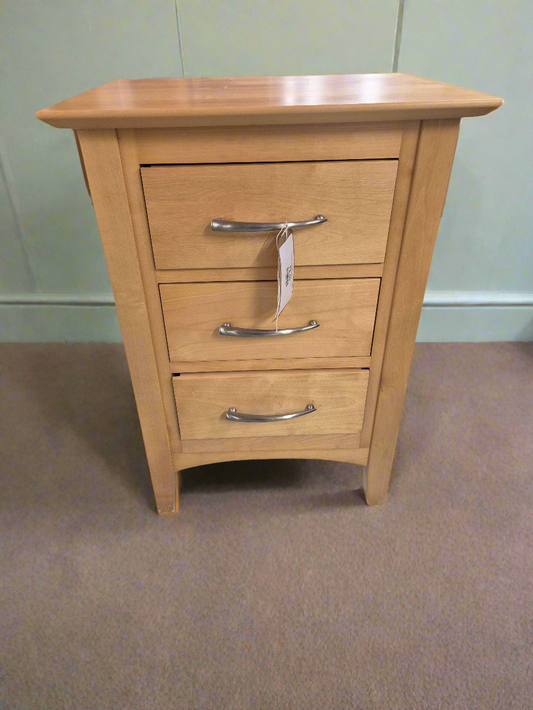 Solid beech 3 drawer bedside locker  4224