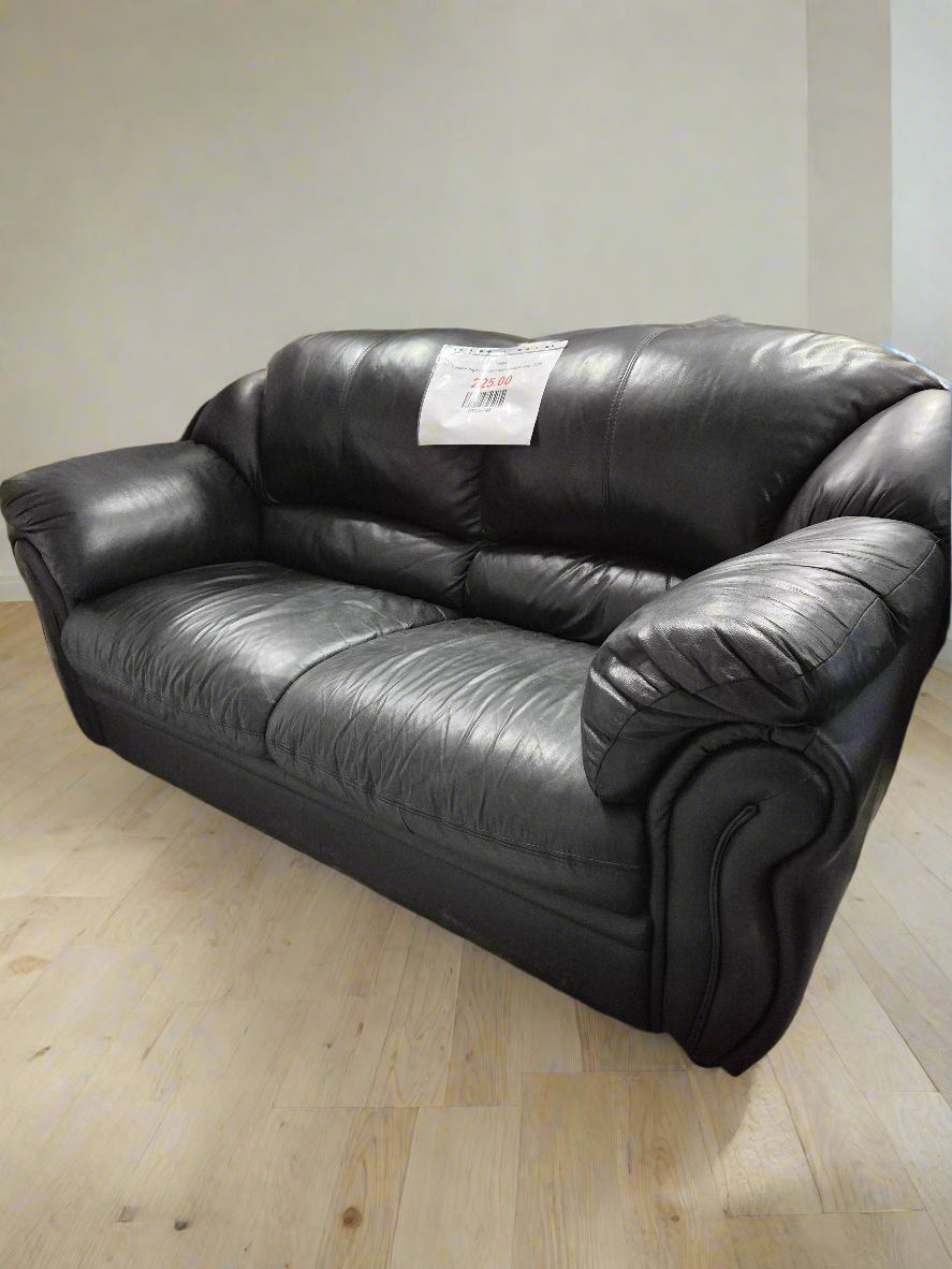 2 seater high back soft black leather sofa  2125