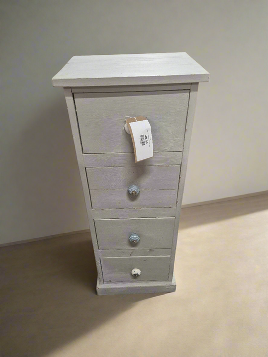 4 drawer grey painted tall boy 3324