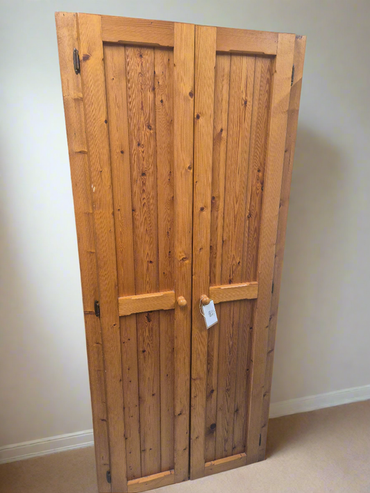 Tall 2 door solid pine wardrobe 4124