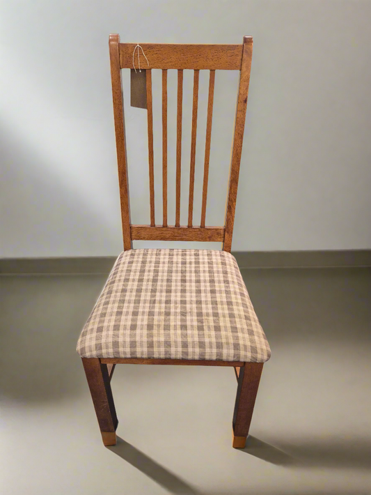 Hardwood high back dining chair with mixed fabric seat cushion  4224