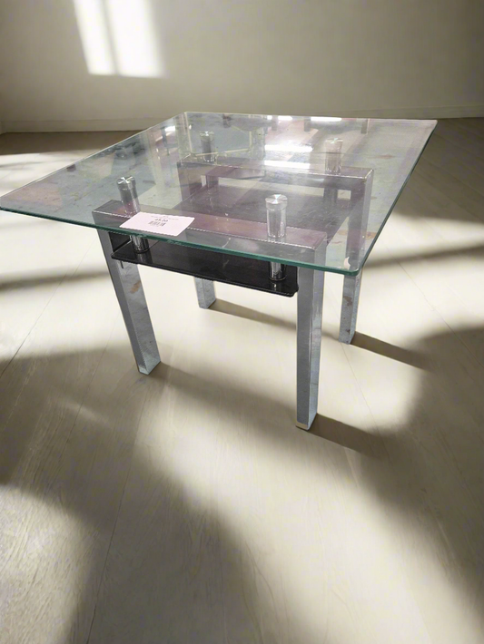 Clear glass metal base coffee table 3124