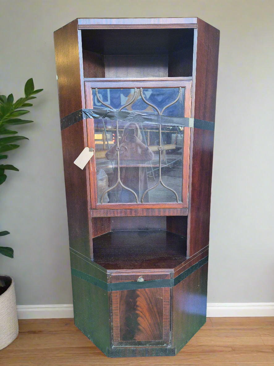 Mahogany corner unit with glass door 3324