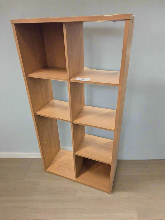 Tall beech laminate 7 section open bookcase  4224