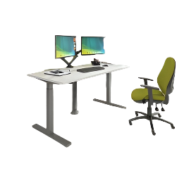 Electric Height Adjustable Desk, Vantage Office Swivel Chair & Drawer Unit Bundle