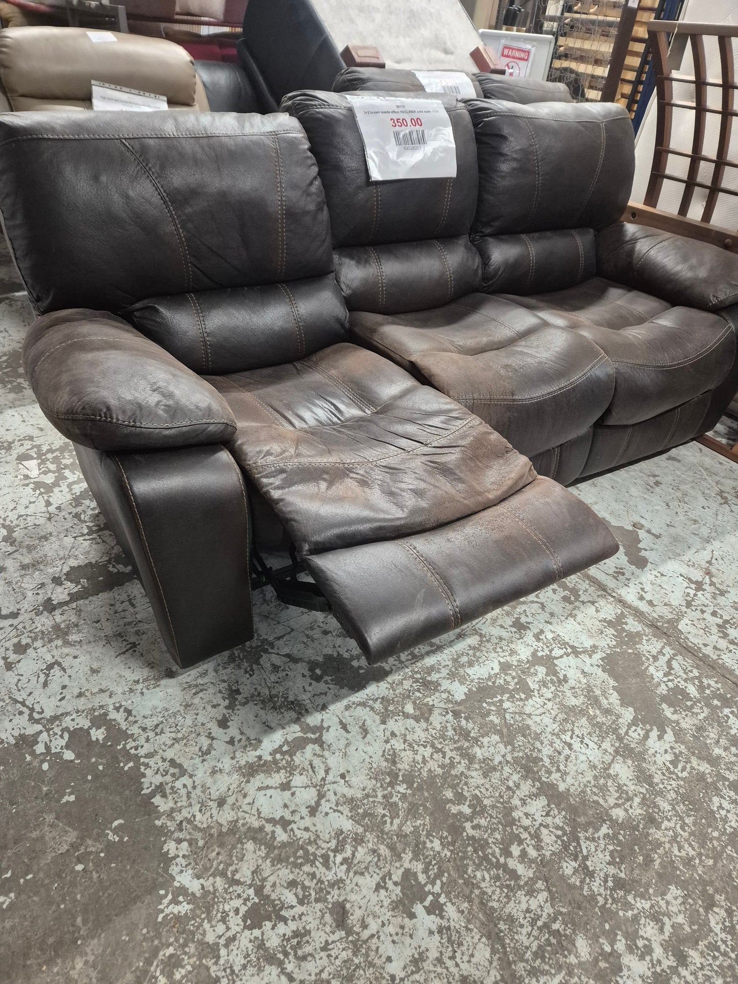 3+2 brown suede effect RECLINER sofa suite 1125