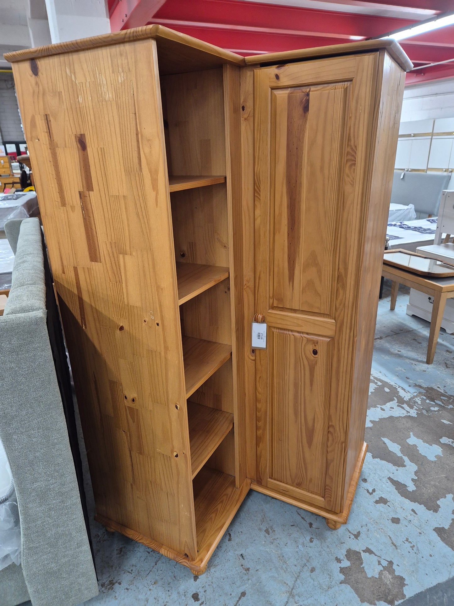 Tall solid pine corner wardrobe 2125