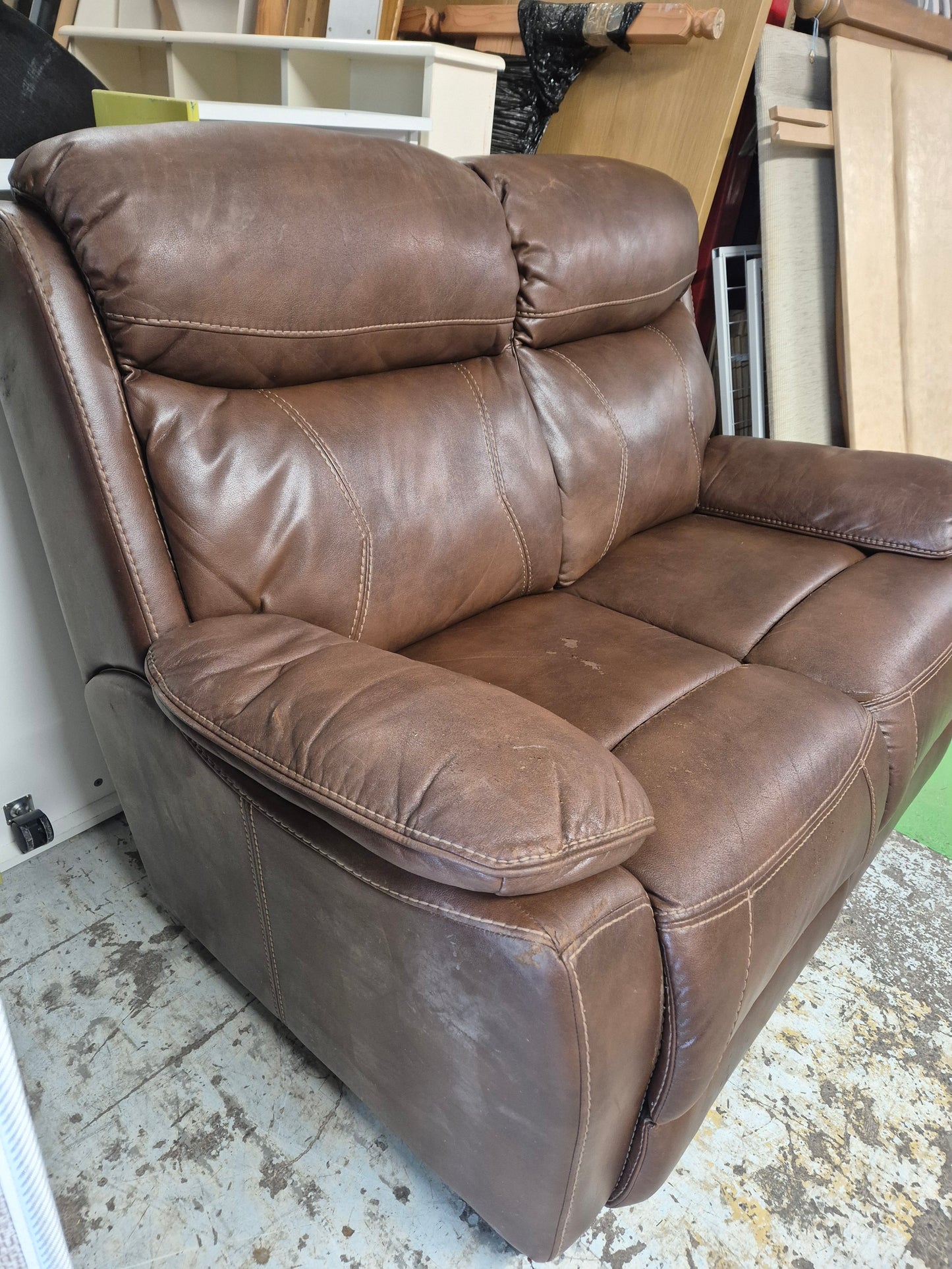 2 Seater brown leather sofa 1125