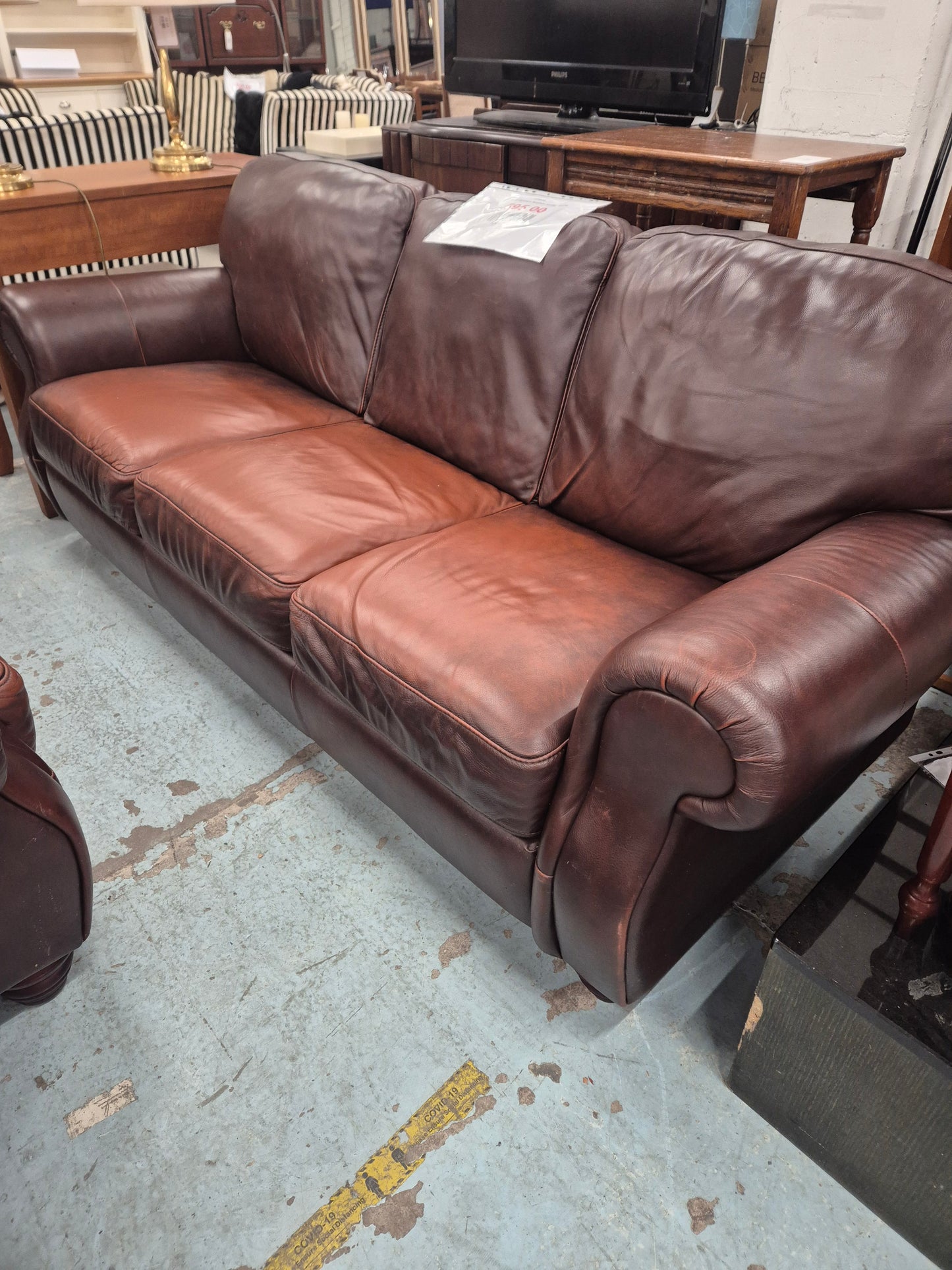 3+2 real Brown leather suite  4224