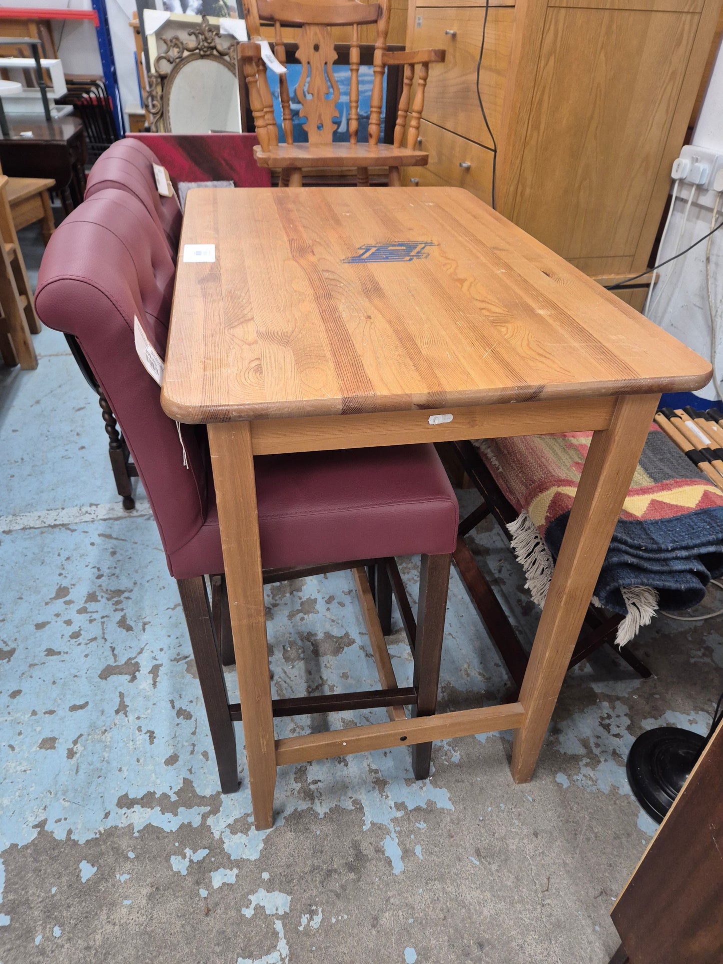 Tall solid pine table  4124