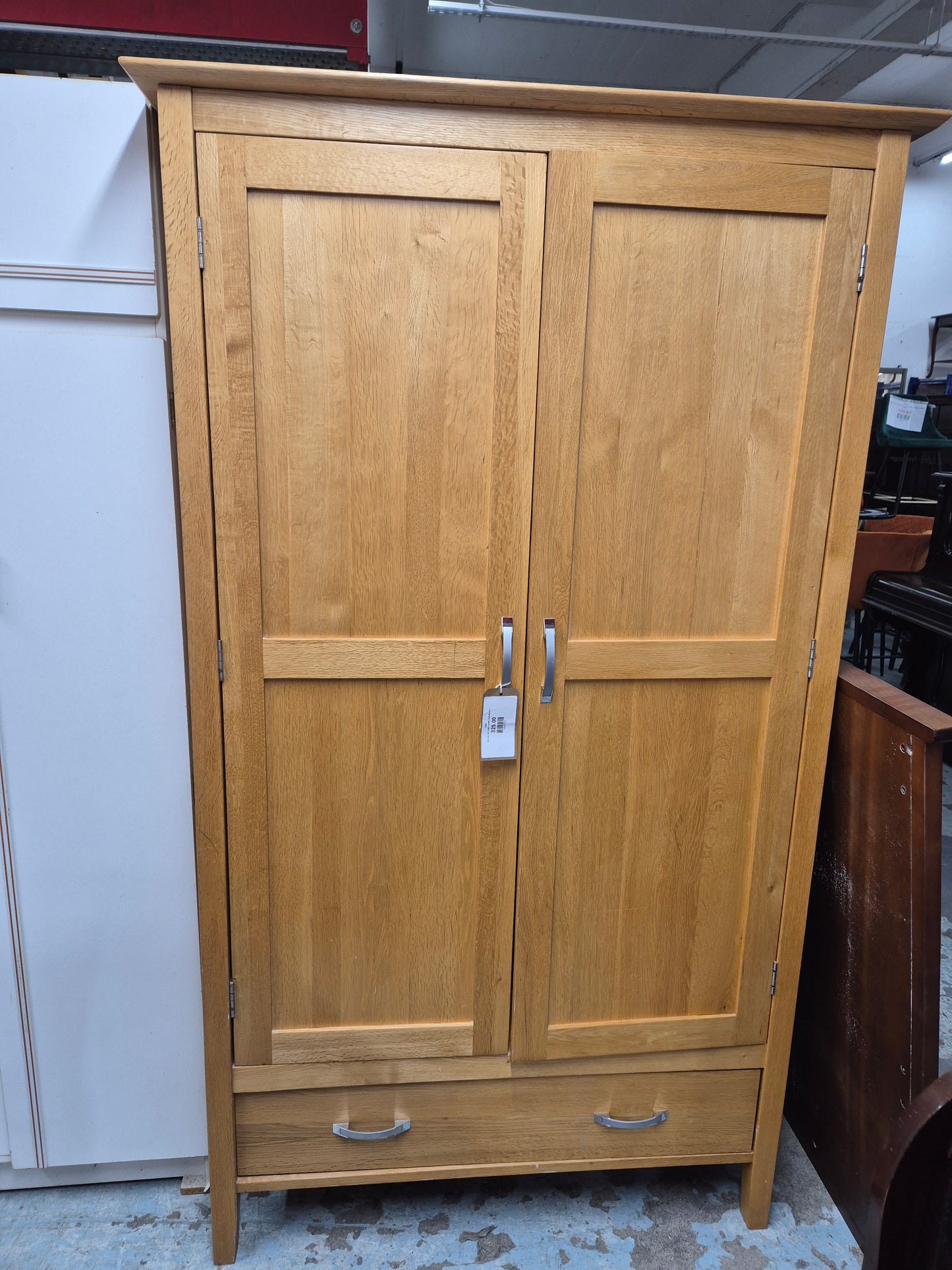 Solid ash tall 2 door 1 drawer wardrobe 4124