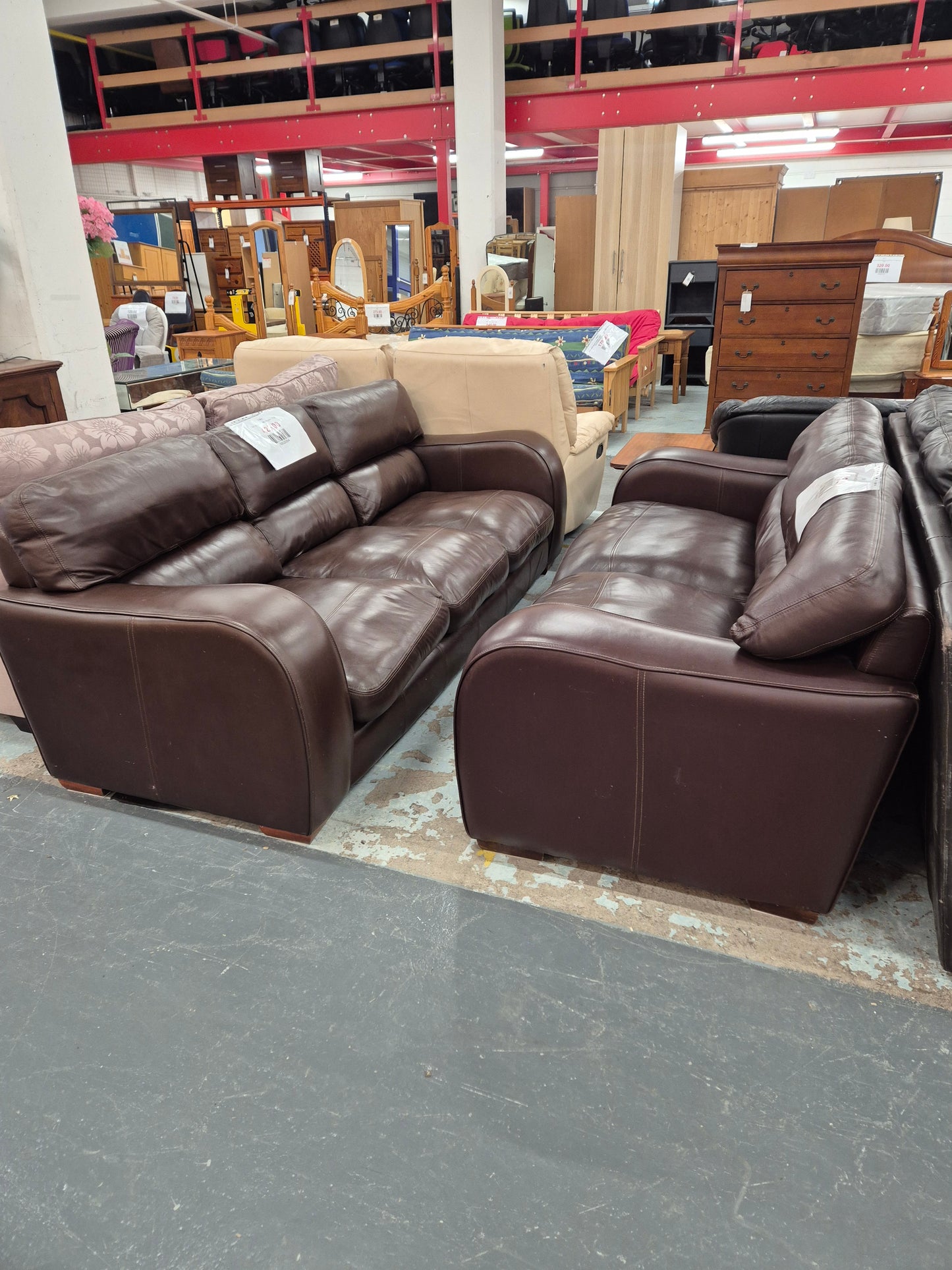 3+2 Brown leather suite  1125