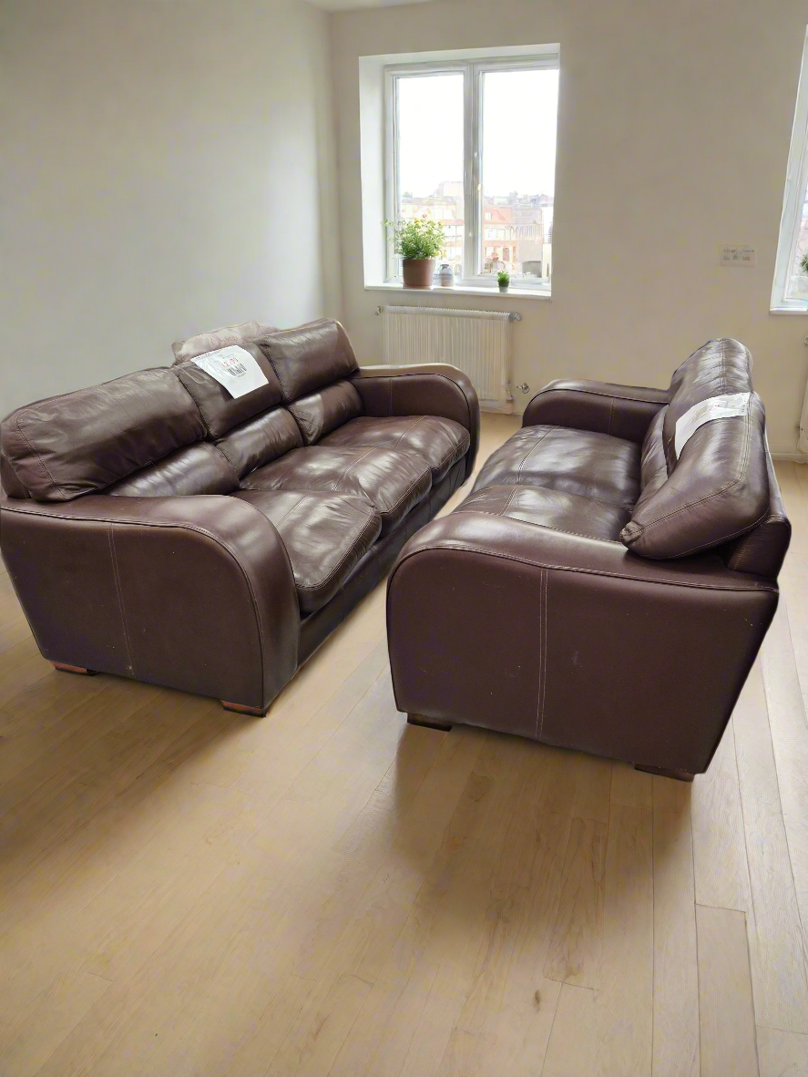 3+2 Brown leather suite  1125