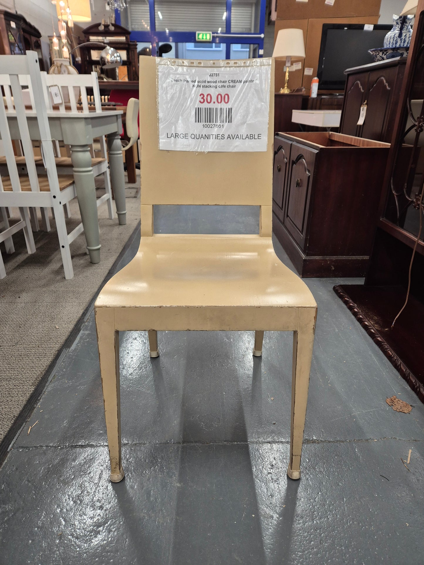 Beech framed solid wood chair CREAM painted 
NON stacking cafe chair