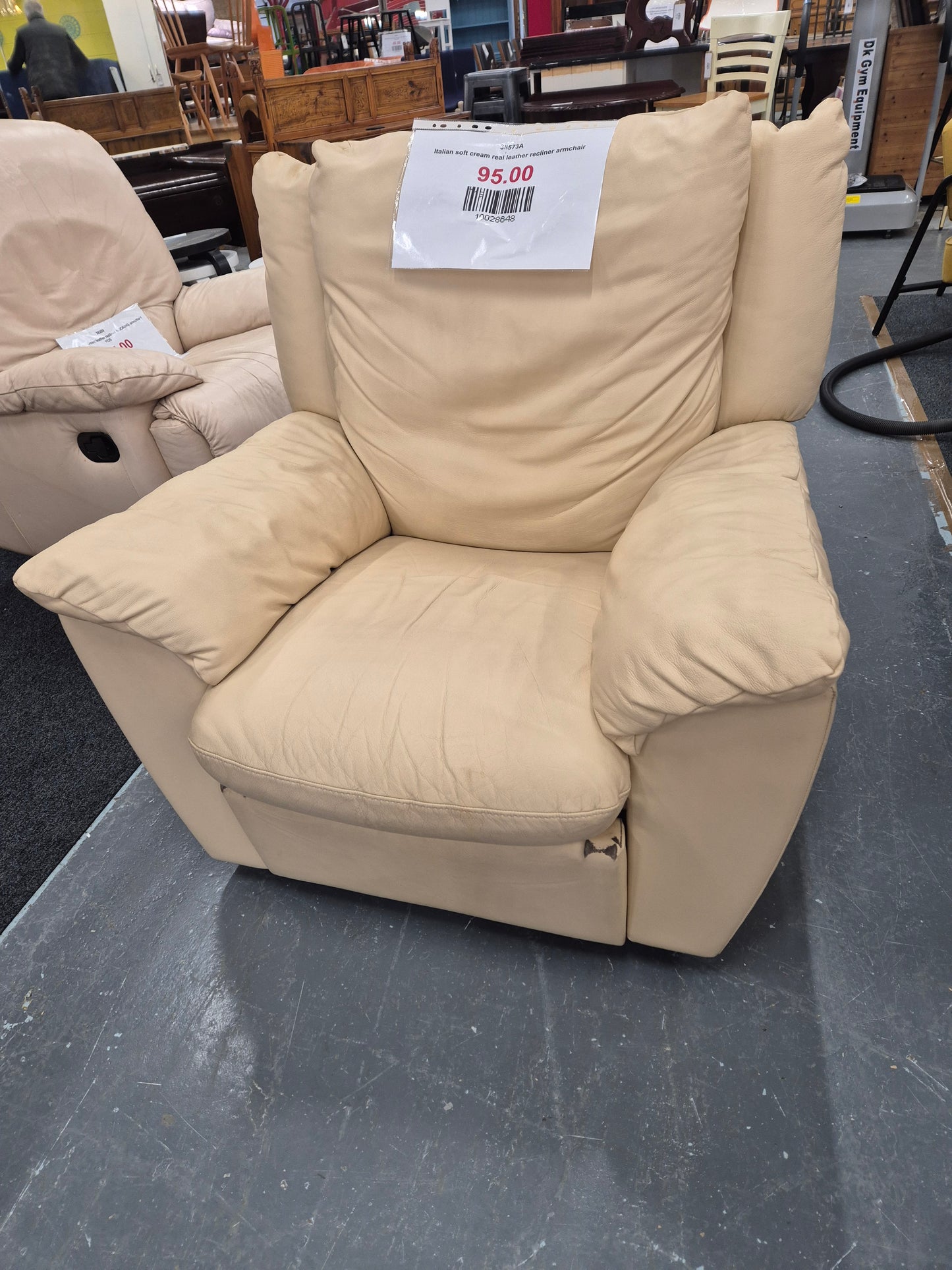 Italian soft cream real leather recliner armchair