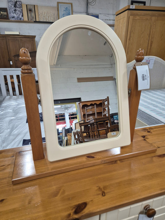 Natural pine and cream framed dresser mirror  3124