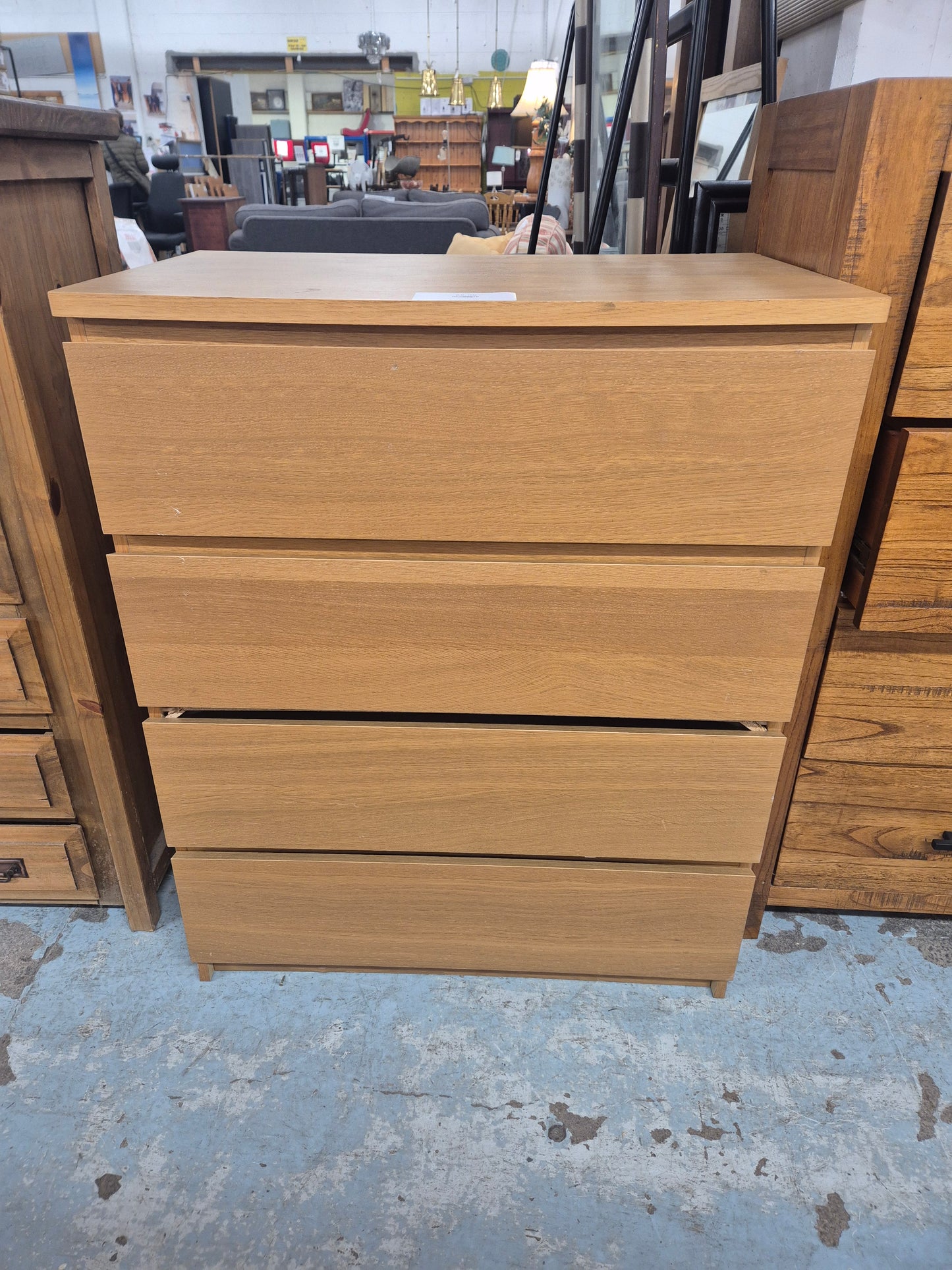 Tall oak laminate 4 drawer chest 4224