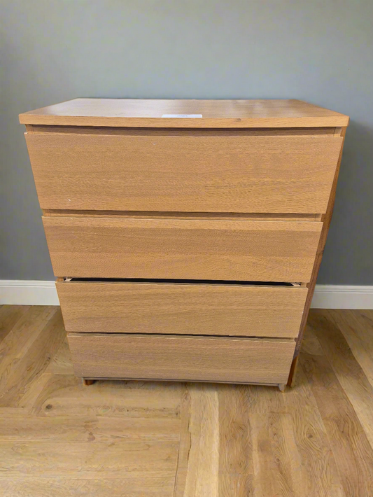 Tall oak laminate 4 drawer chest 4224