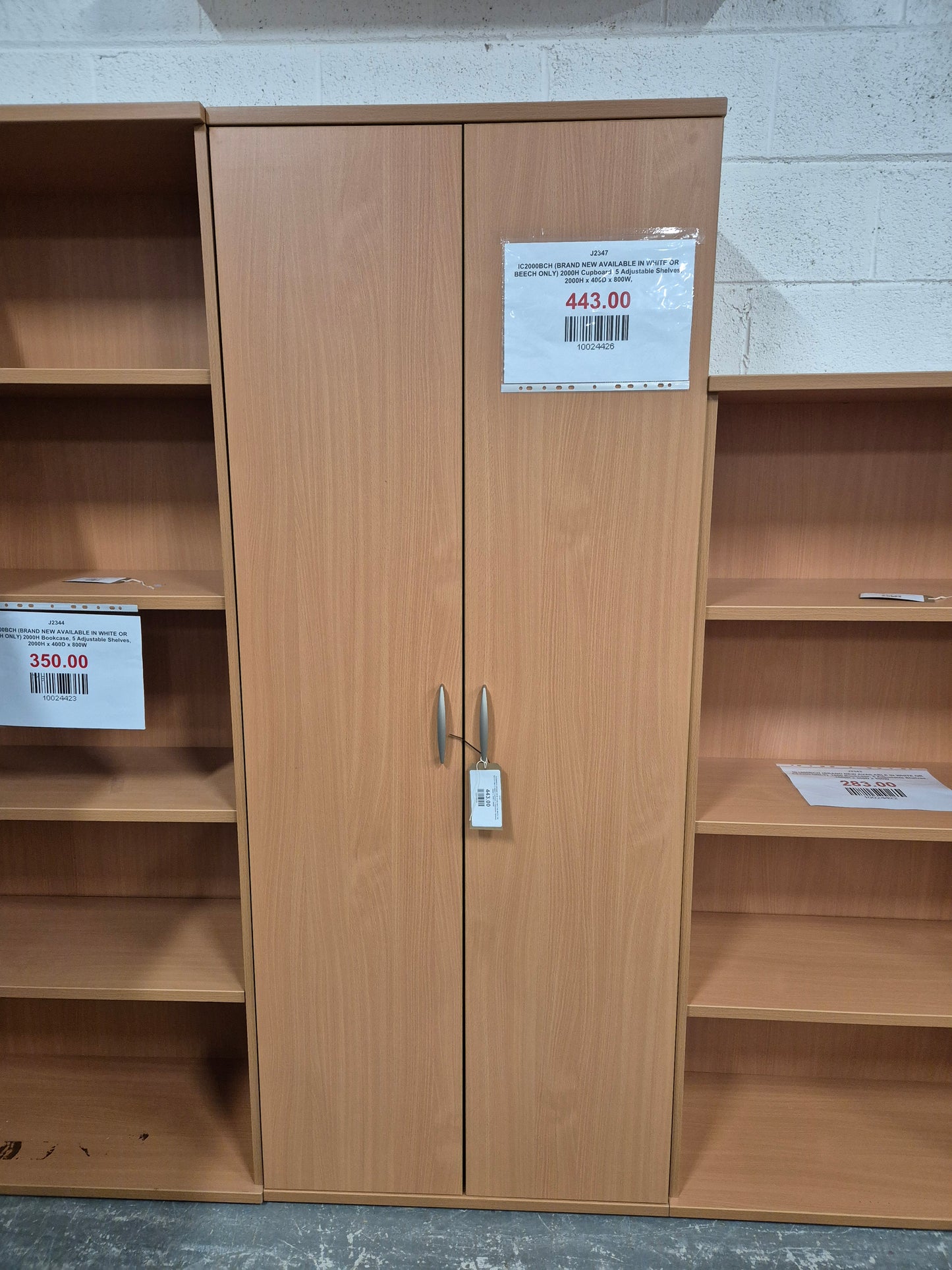 IC2000BCH (BRAND NEW AVAILABLE IN WHITE OR BEECH ONLY) 2000H Cupboard, 5 Adjustable Shelves, 2000H x 400D x 800W,