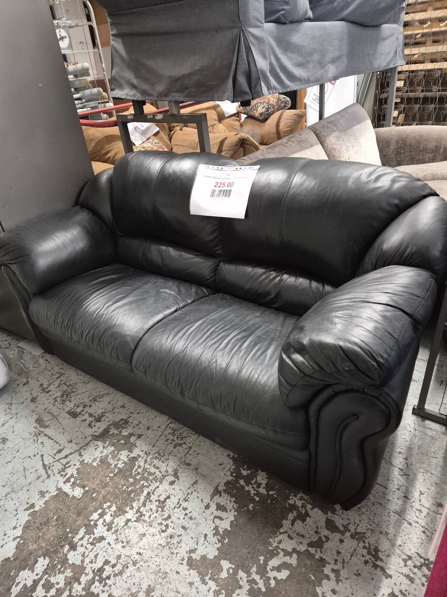 2 seater high back soft black leather sofa  2125