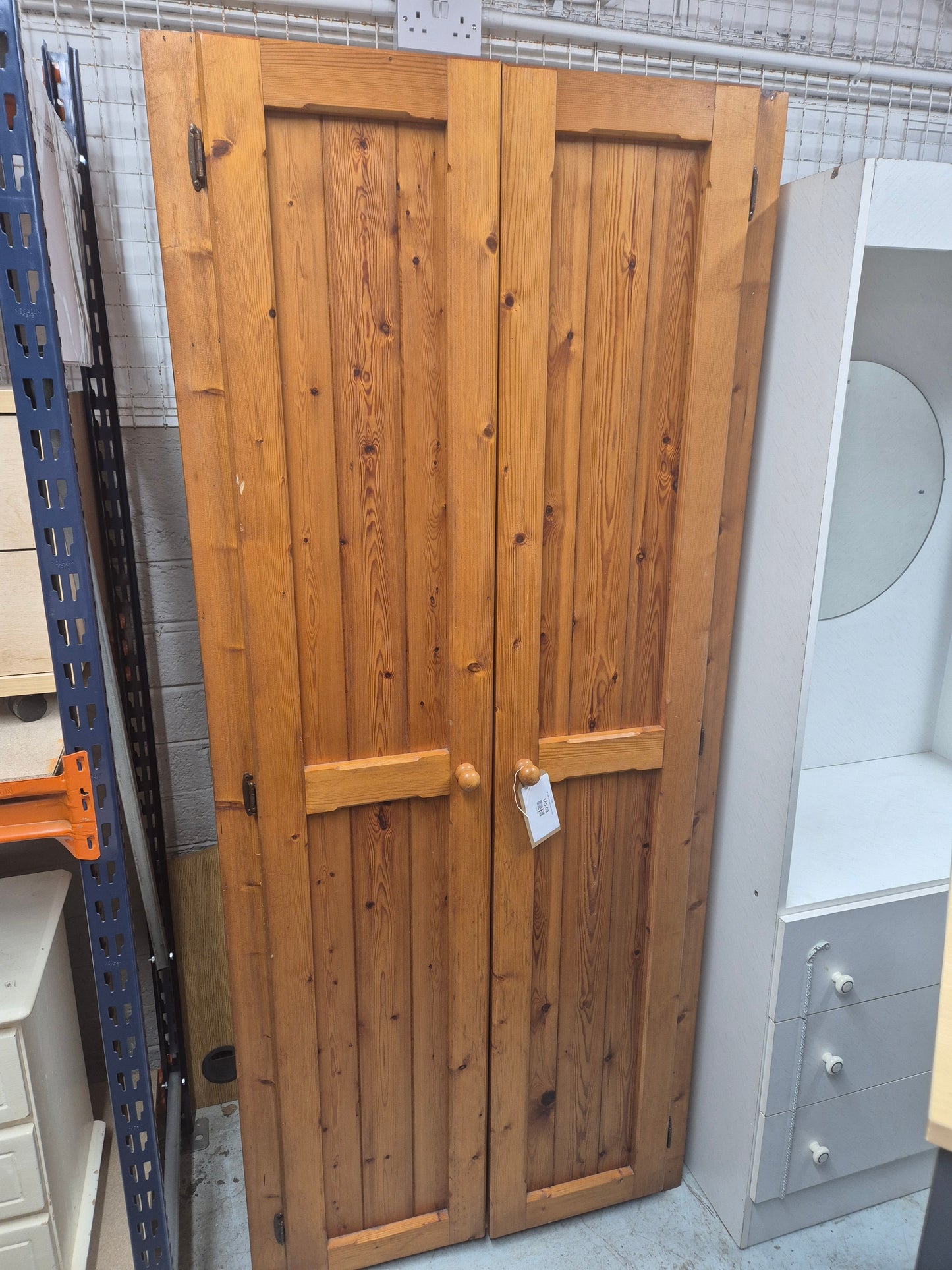 Tall 2 door solid pine wardrobe 4124