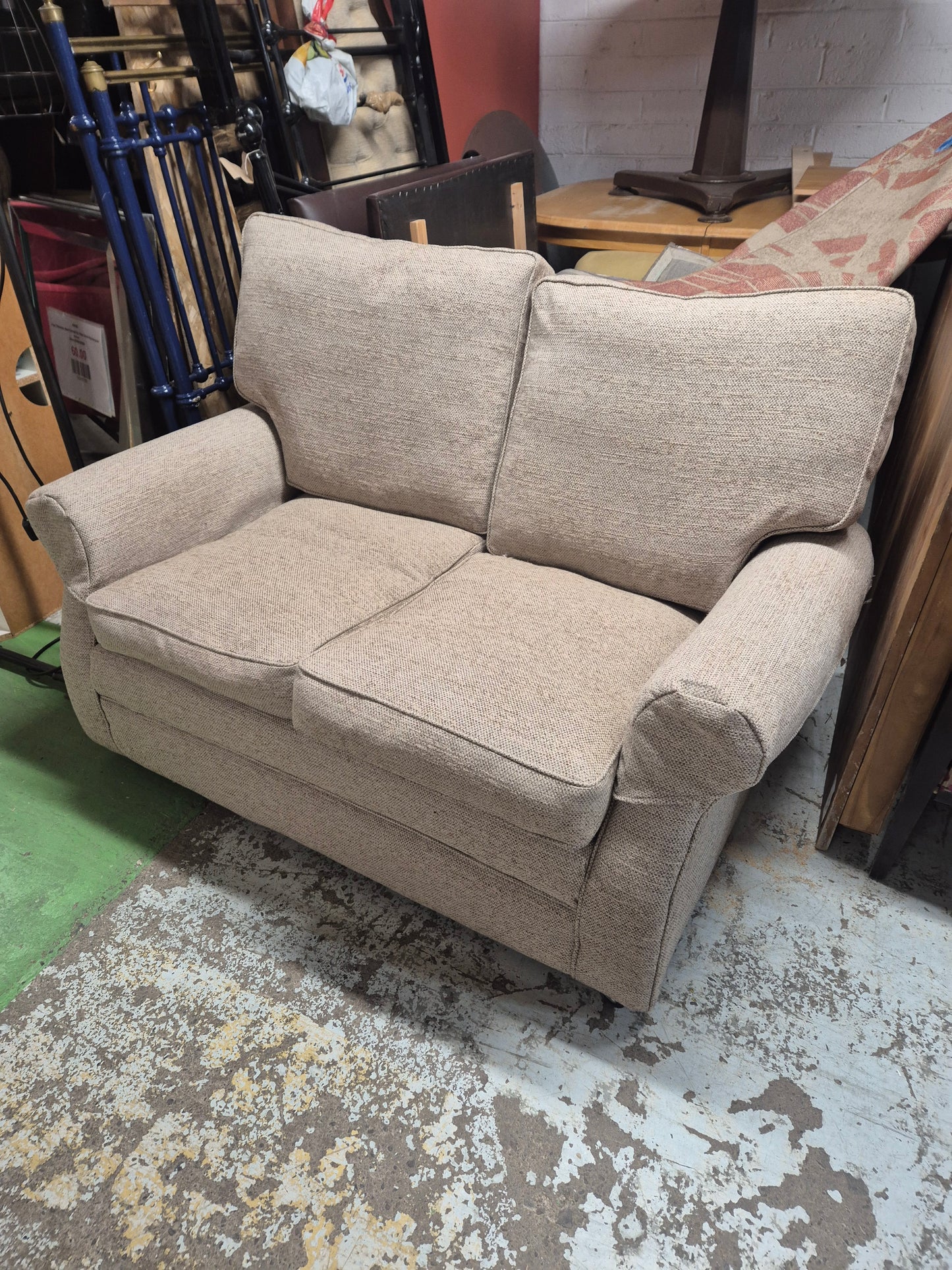 2 seater oatmeal fabric sofa  1125